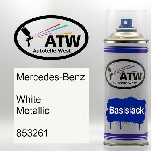 Mercedes-Benz, White Metallic, 853261: 400ml Sprühdose, von ATW Autoteile West.